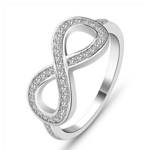 Style: Ring 9, Packaging: With Box - Infinity Jewelry Sets Necklace Earring Bracelet With Diamond