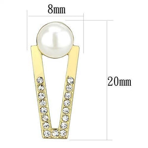 3W1315 - Brass Earrings Gold Women Synthetic White