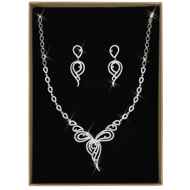 3W1431 - Brass Jewelry Sets Rhodium Women AAA Grade CZ Clear