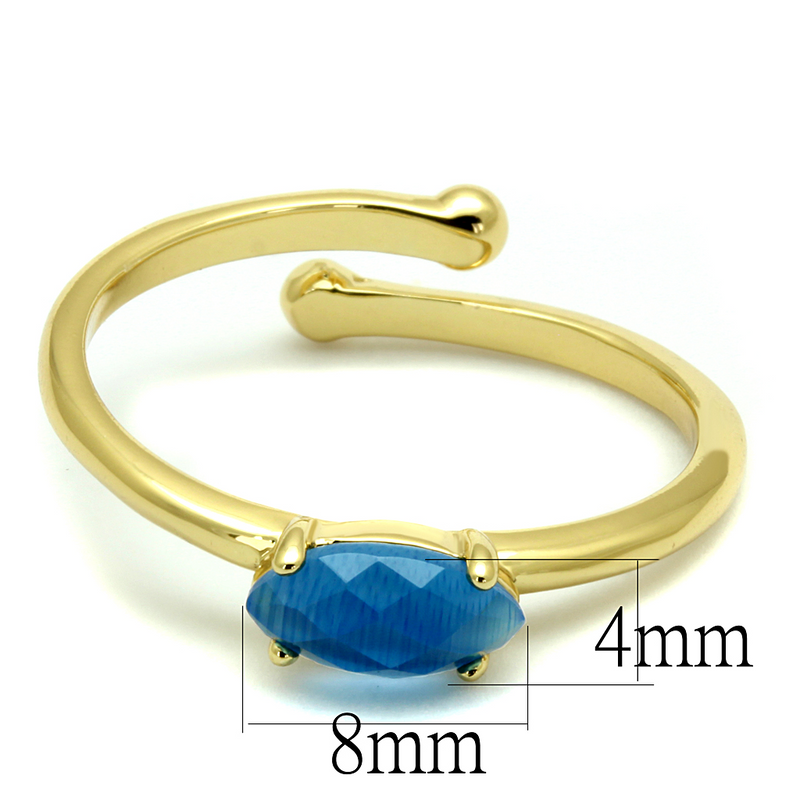 LO4064 - Brass Ring Flash Gold Women Synthetic Capri Blue