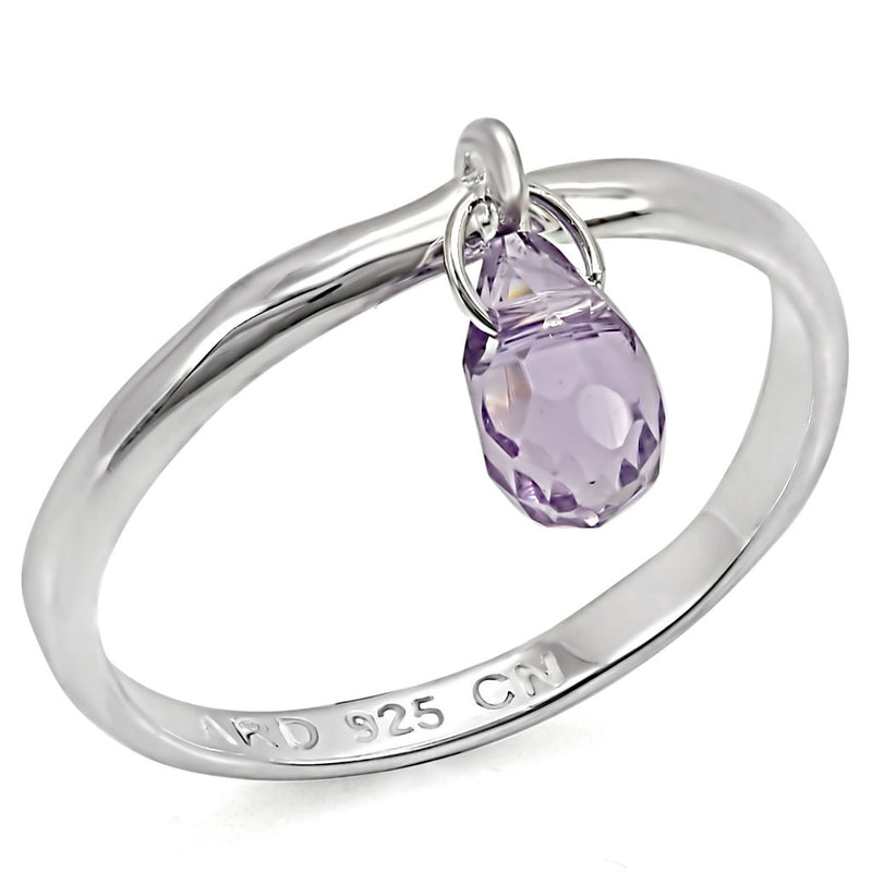 LOS325 - 925 Sterling Silver Ring Silver Women Genuine Stone Amethyst