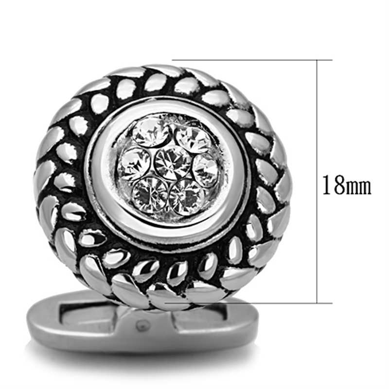 TK1261 - Stainless Steel Cufflink High polished (no plating) Men Top Grade Crystal Clear