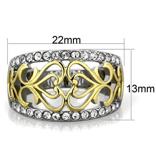 TK1792 - Stainless Steel Ring Two-Tone IP Gold (Ion Plating) Women Top Grade Crystal Clear