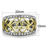 TK1792 - Stainless Steel Ring Two-Tone IP Gold (Ion Plating) Women Top Grade Crystal Clear