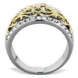 TK1792 - Stainless Steel Ring Two-Tone IP Gold (Ion Plating) Women Top Grade Crystal Clear