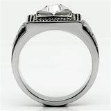 TK589 - Stainless Steel Ring High polished (no plating) Men Top Grade Crystal Clear