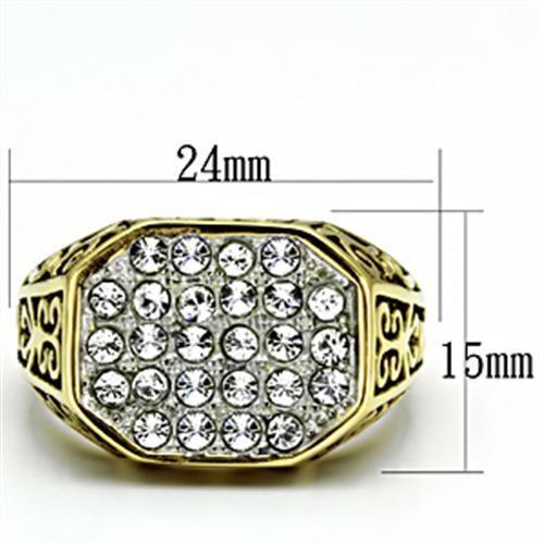 TK757 - Stainless Steel Ring Two-Tone IP Gold (Ion Plating) Men Top Grade Crystal Clear