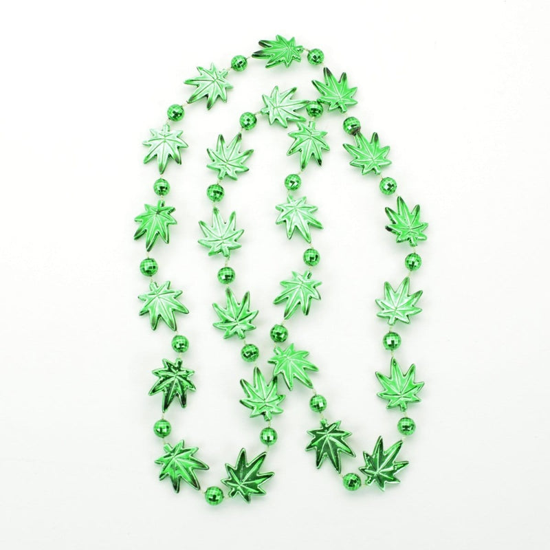W2B Pot Leaf Bead Necklaces Green Pack of 12